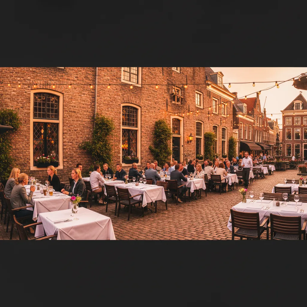 Sfeervol terras van Eethuis De Waag in Schoonhoven